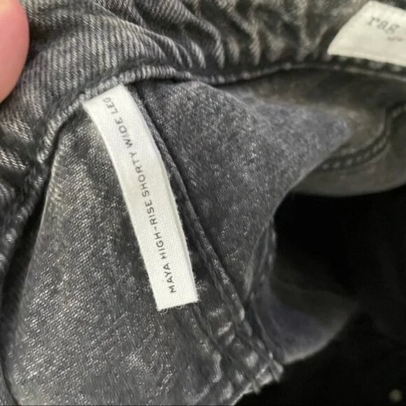 NWT Rag & Bone Maya High Rise Shorty Wide Leg Jeans in Black Opal Size 34 - Picture 12 of 13